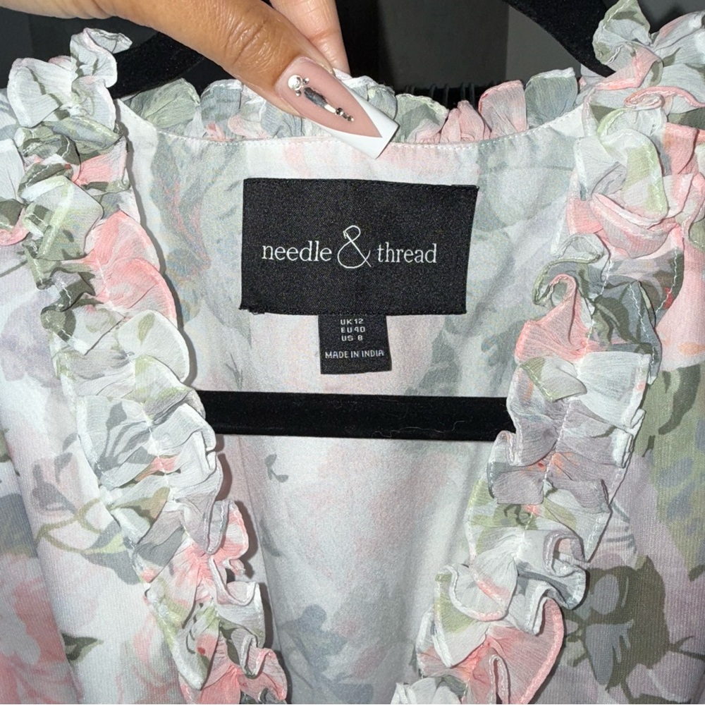 Needle & Thread Rose Powder Chiffon Tiered Romantic Whimsical Gown in Moonshine - Picture 11 of 15